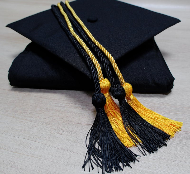 UIALECG Double Graduation Honor Cords - Black and Gold,68" Long - Image 2